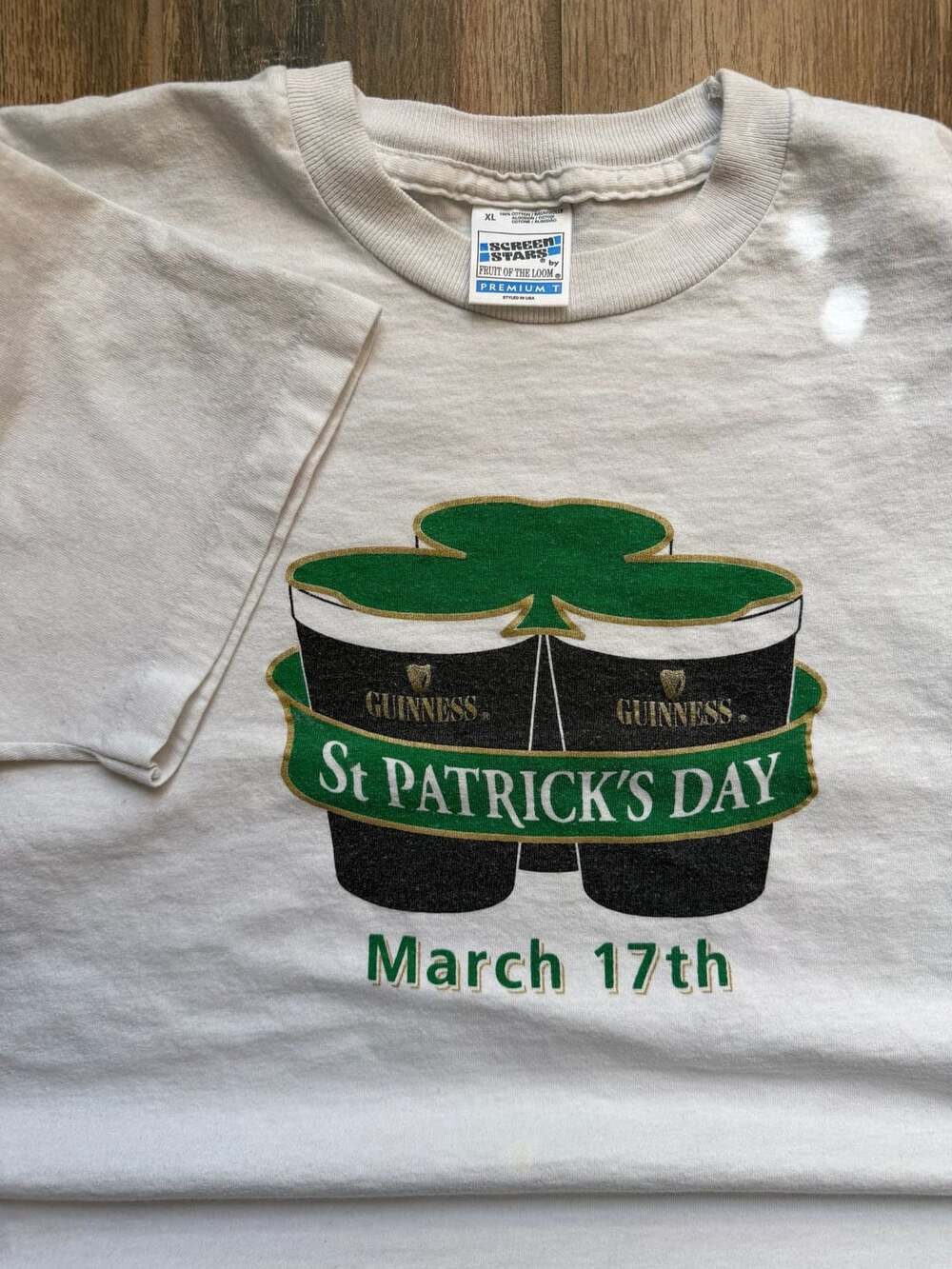 Vintage single stitch Guinness Beer St Patrick Day March 17th Size XL White